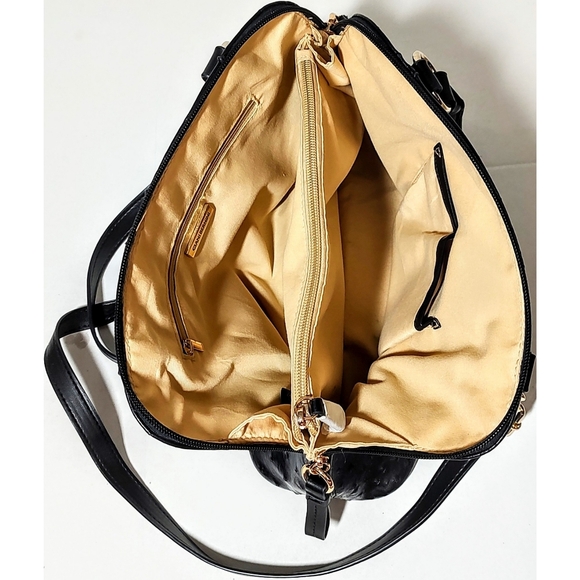 Giani Bernini Ostrich Embossed Faux Leather Shoulder Crossbody Satchel - Picture 2 of 5